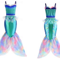Brand New Girls Mermaid Costume Dress Ariel Princess Cosplay Costume with Accessories Size 3-4T