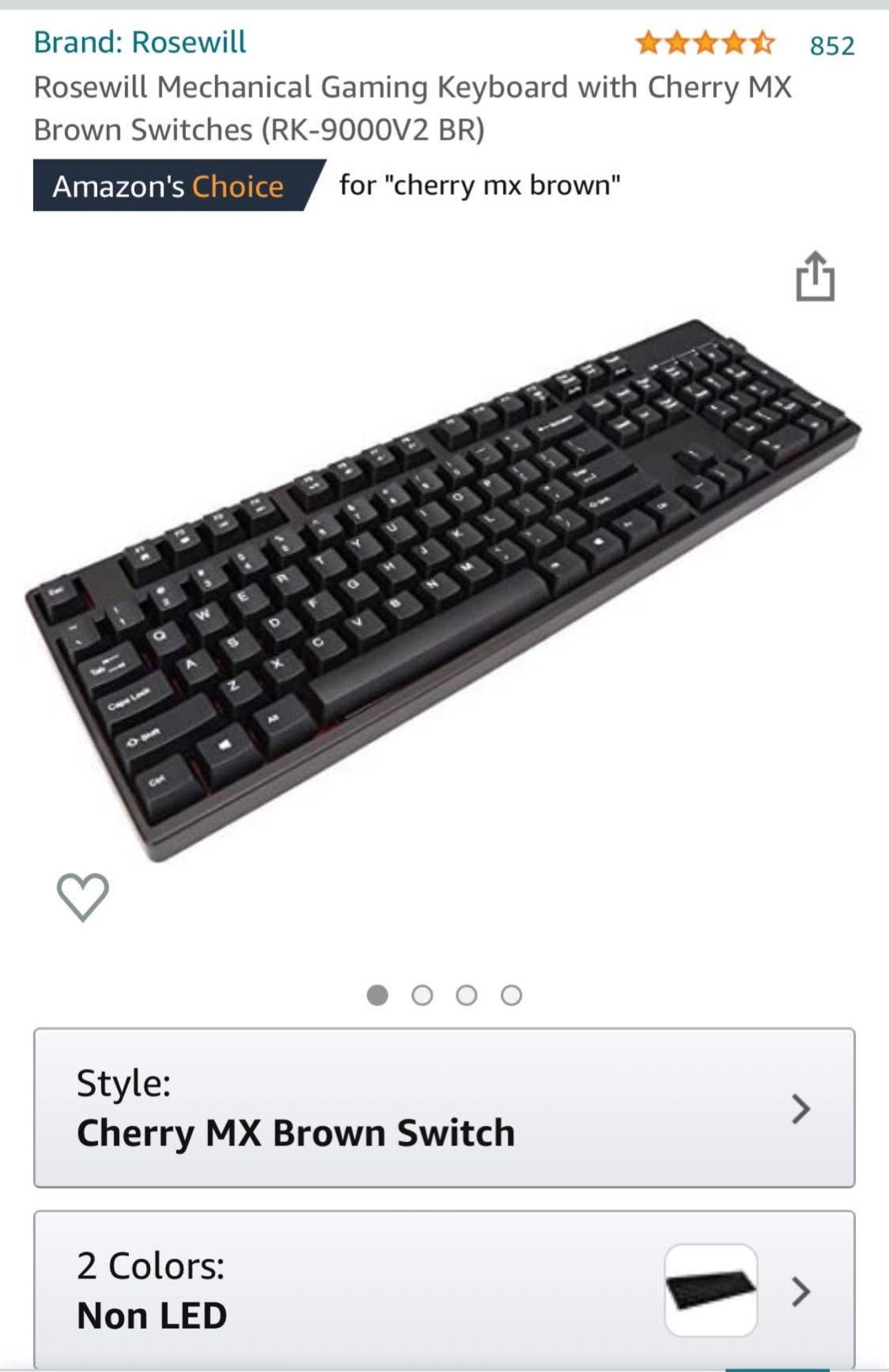 Rosewill Mechanical Gaming Keyboard with Cherry MX Brown Switches (RK-9000V2 BR)