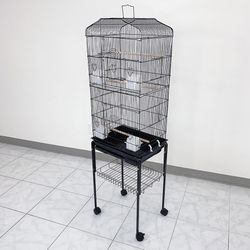 (Brand New) $60 Small to Medium Bird Cage 60” Tall Parrot Parakeet Cockatiel Bird Cage 18x14x60” Rolling Stand 