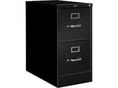 HON S380 Series 2 Drawer Vertical File Cabinet, Black, Letter, 26