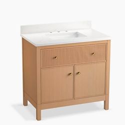 Kohler Malin by Studio McGee 36 in. White Oak Bath Vanity with Bianco Bella Quartz Top