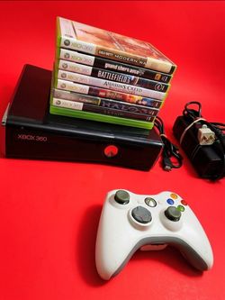 Microsoft Xbox 360 slim with 1 controller 8 games HDMI cord power supply
