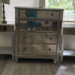 mirror dresser and 2 nightstand set