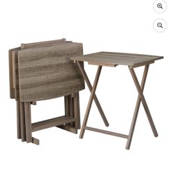 Mainstays 5-Piece Folding XL Oversized Tray Table Set, Rustic Gray