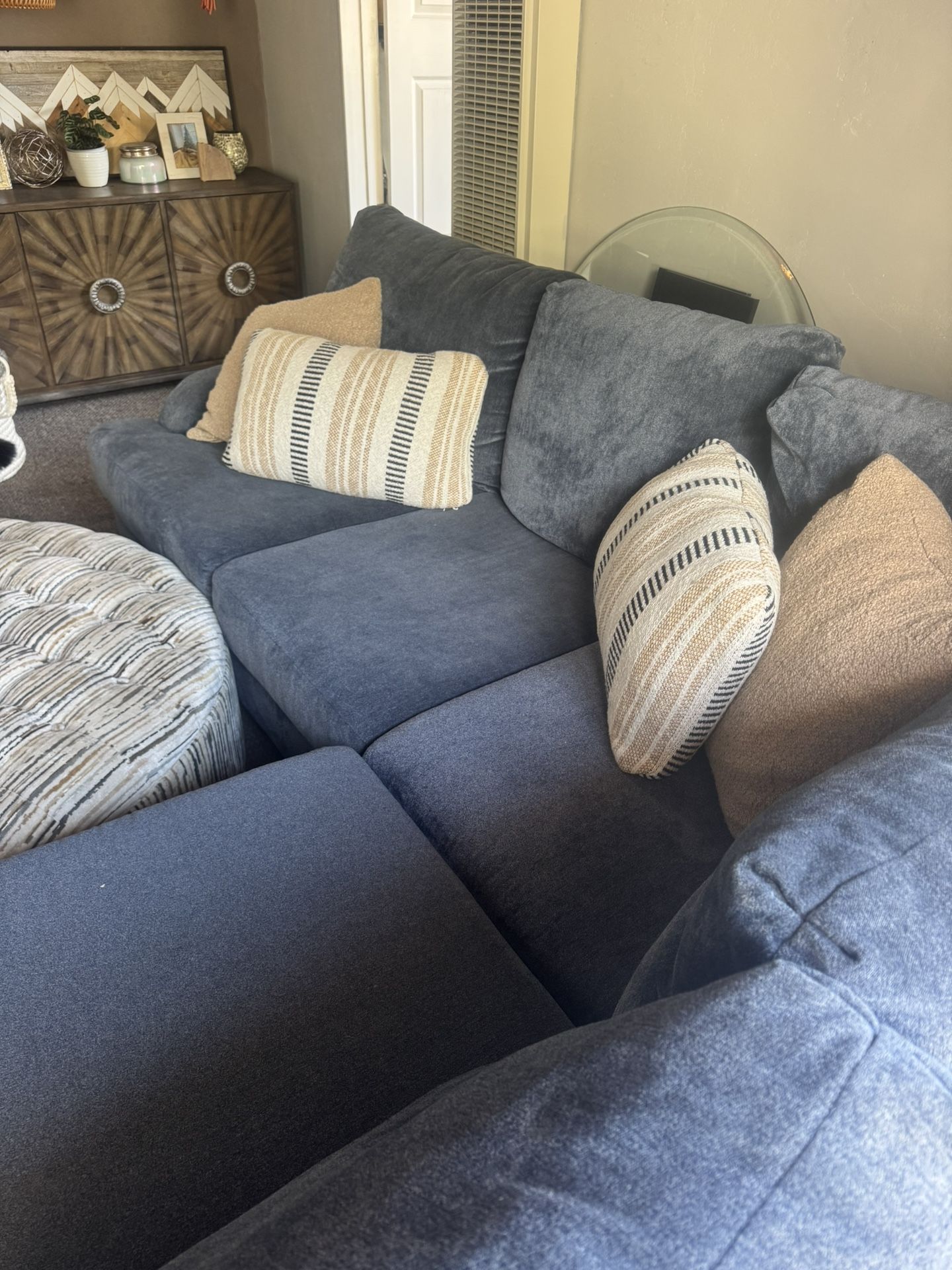 Blue Sectional Couch - Great Condition! (100” x 96”)