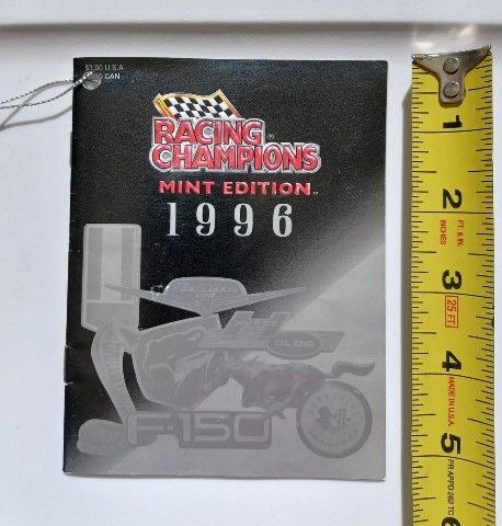 1996 Racing Champions collectors catalog showing the new MINT EDITION cars