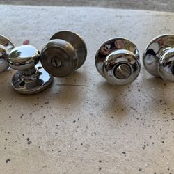 Silver door Knobs - 13 Complete Sets w Hardware