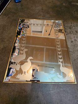 Vintage cottagecore Mirror with geese and hearts