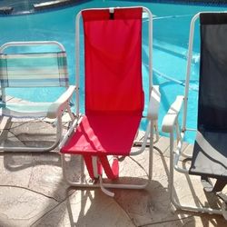 $10 each per Beach and camping chair fold up portable easy store backpack strap pool deck lawn yard