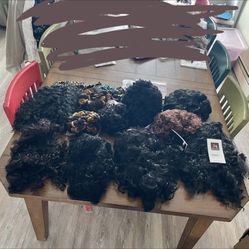 Huge Lot Curly Wigs And Extentions 