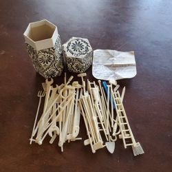 Vintage Game Of Jack Straws In Original Hexagonal Box