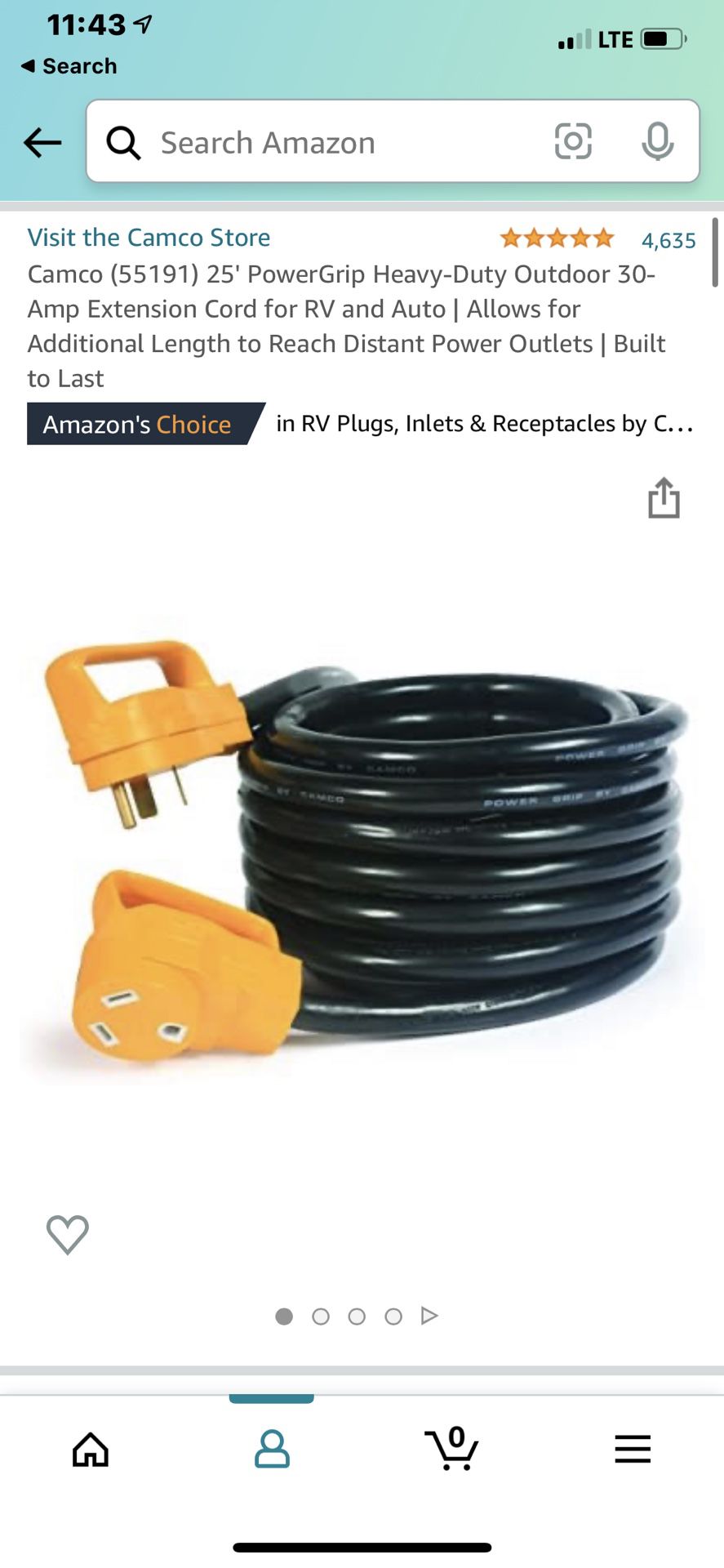 Photo Camco 55191 25 PowerGrip HeavyDuty Outdoor 30Amp Extension Cord for RV and Auto