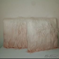 Ombre Pearl blush long hair decorative pillows. Size 17x17 in