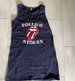 MISSLOOK- Rolling Stones Navy, Blue, Distressed Tank Dress Size Medium