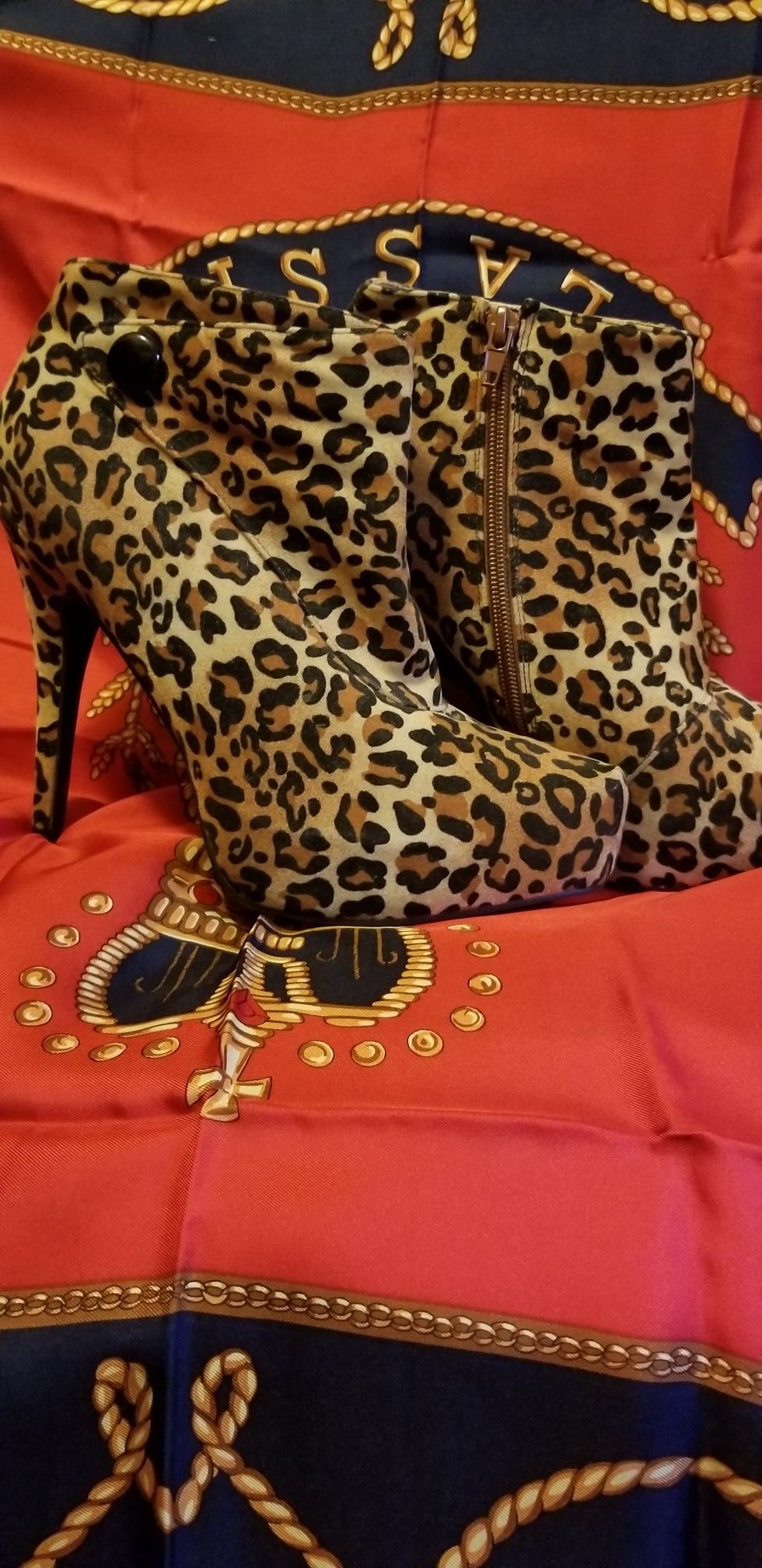 Leopard print booties heels