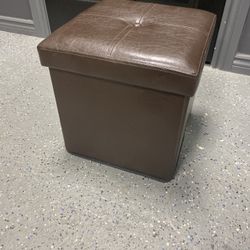 Brown Faux Leather Storage Ottoman – Excellent Condition