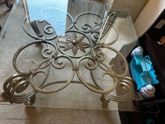 Wrought Iron Glass Coffee Table and End Table