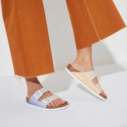 Brand New With Tags - Birkenstock Arizona Sandle Softbed Sandals Size 38 US 8 Narrow Vegan Purple Fog Ombre