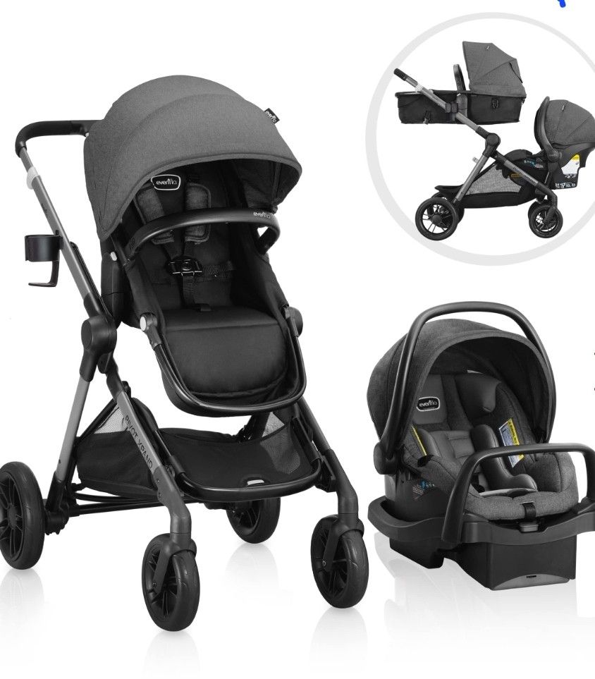 Evenflo Pivot Xpand Modular Travel System with LiteMax Infant Car Seat with Anti-Rebound Bar (Sabino Gray)

