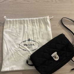 PRADA MILANO Quilted Nylon Purse Hand Shoulder Bag 