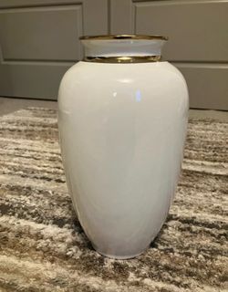 White and Gold Ceramic Vase