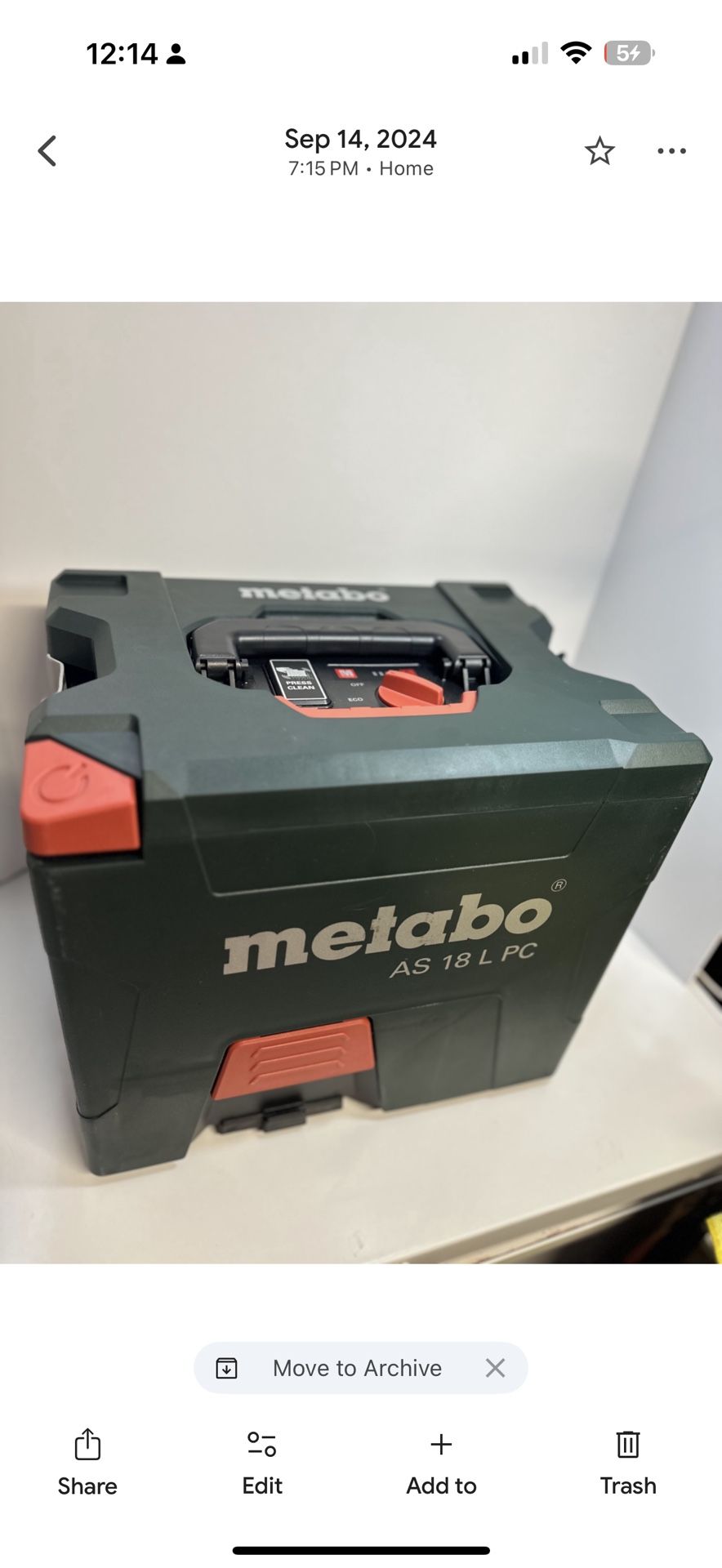 Metabo (contact info removed)60 Cordless Vac