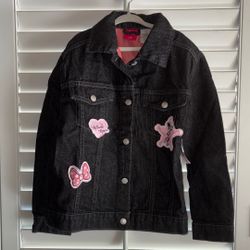 Disney Girls Black Minnie  Denim Jacket Size 7/8 NEW