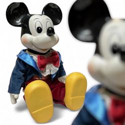 Vintage Disney Musical Wind-Up Mickey Mouse Doll w/ Box 1980s - Collectible