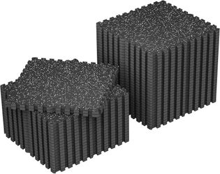 #R4. SUPERJARE 1" Extra-Thick Rubber Top Exercise Mat, Gym Flooring for Home Gym Puzzle Gym Mat for Workout Equipment, Interlocking Floor Tiles with E
