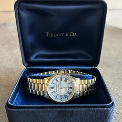 Tiffany & Co. Portfolio 18k Gold Plated Watch 33mm - Box,  Paper & Extra Links