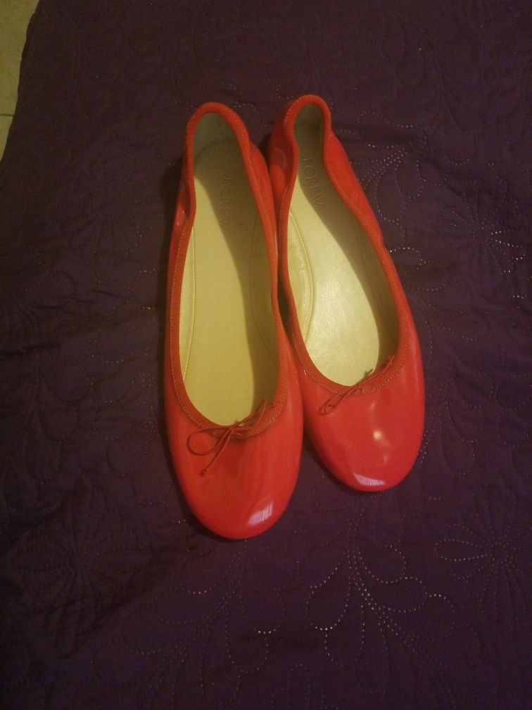 Red J Crew Ballet Shoes