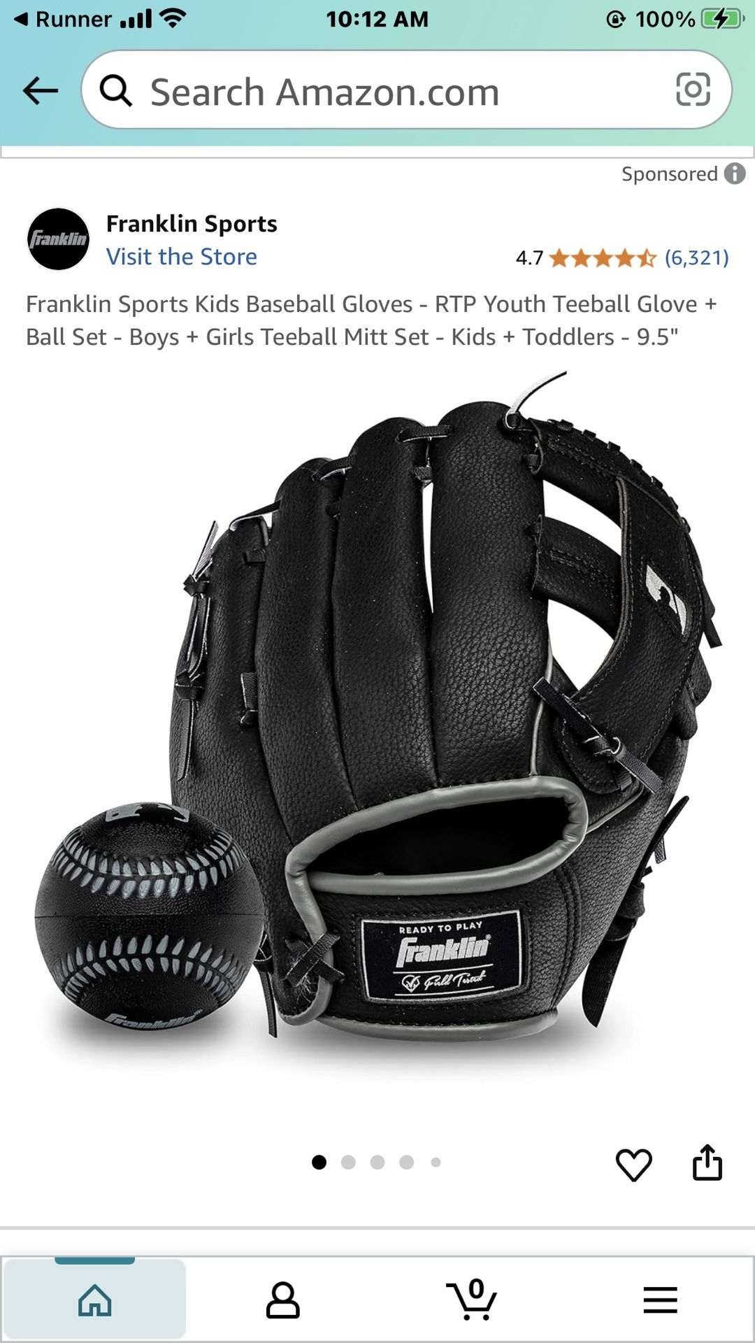 Franklin T-Ball 8.5 Baseball Glove-NEW