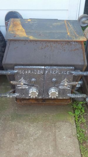 A Vintage Schrader Woodstove Double Door With Screen Insert And
