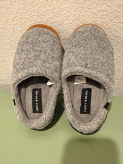 Lucky Brand Kid’s Gray Lined Felt Fabric Slip-On Slippers Round Toe US size 13/1