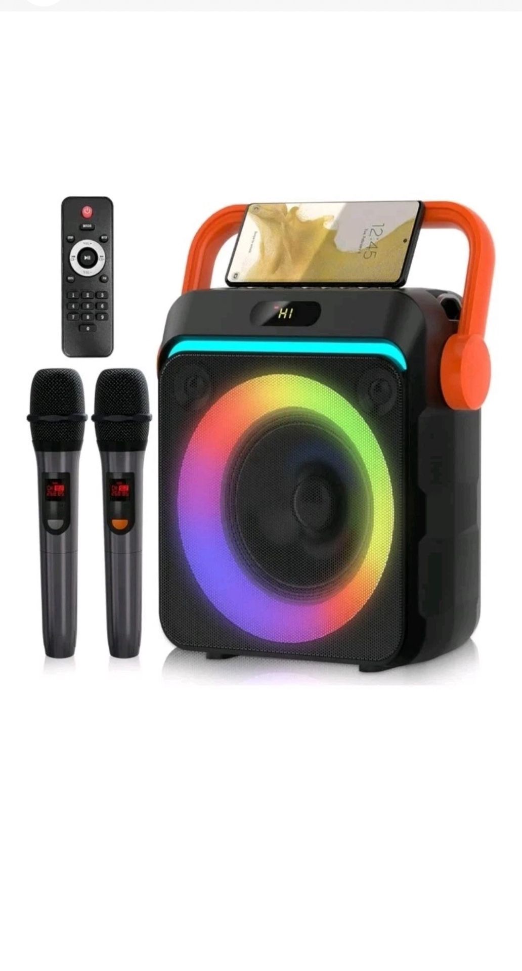 Karaoke Machine with 2 Wireless Microphones, Portable Bluetooth Karaoke Speaker