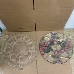 Pair of Glass Serving Trays Berries
