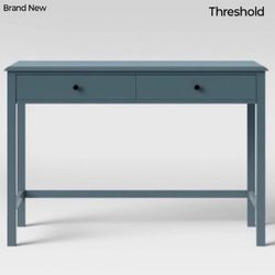 Brand New Threshold Windham Wood Desk Or Console Table With Drawers Teal Blue 