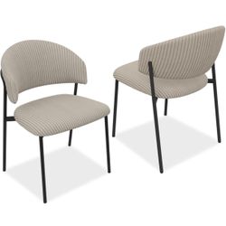 Dining Chair Set of 2, Corduroy Modern Kitchen Dining Room Chair for Kitchen Living Dining Room ,Grey