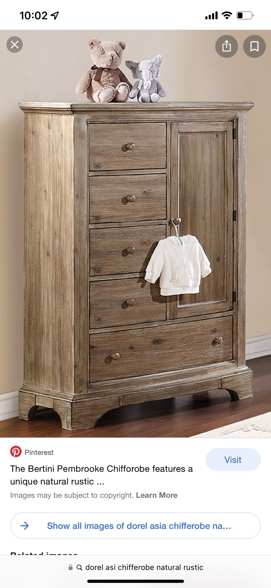 Bertini Pembrooke Chifforobe in Natural Rustic