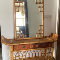 Bamboo Console And Mirror 