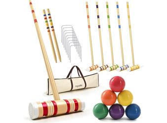 Ropoda 35" Croquet Set, 6 Player Outdoor Game - New