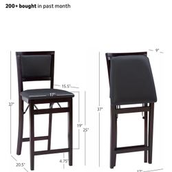 Set of 2 Counter Stools / Bar Stools – Folding Kitchen Island Chairs (24”)