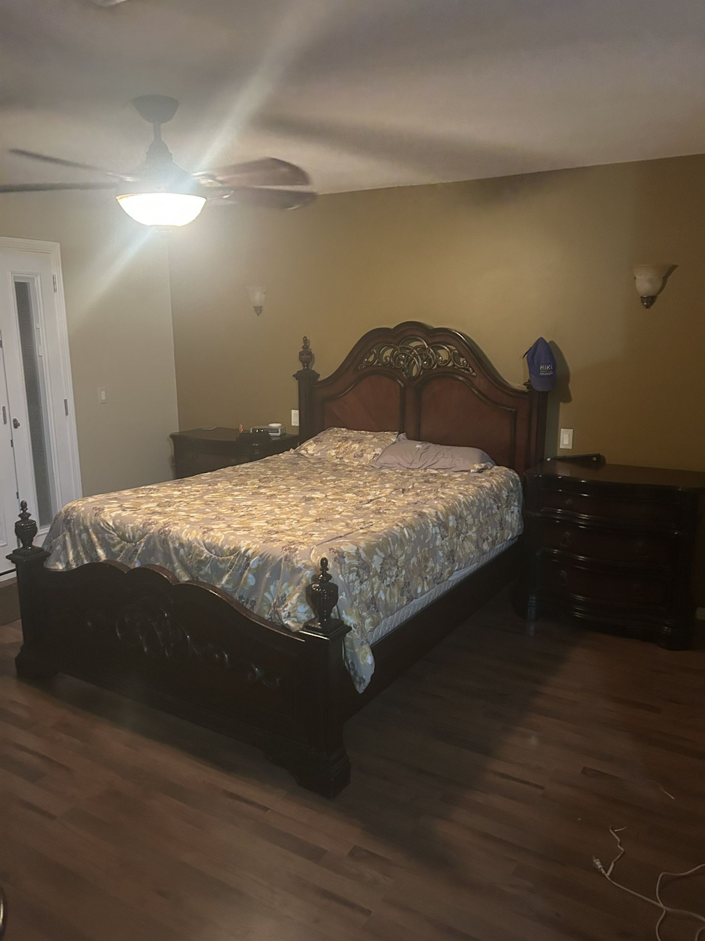 Queen Bedroom Set Includes two Nightstands And Large Armoire/TV Cabinet