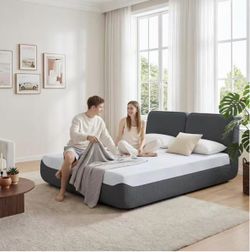 KISLOT Queen Boneless Bed, Frame & Headboard & Mattress Set No Assembly All-in-One Bed in a Box, 59.48'' Queen Size, 15.75''H Medium Firm Hybrid Mattr