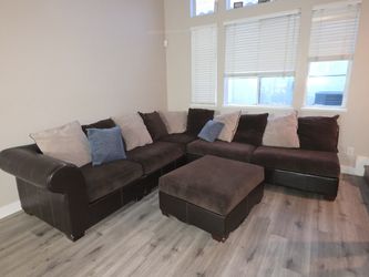 Sofa Couch Sectional Brown