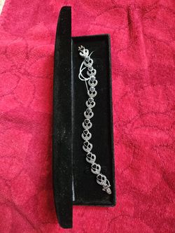 vintage sterling silver bracelet with black onyx and marcasite heart-shaped links