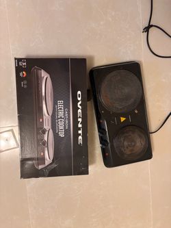 Ovente Cast-Iron Electric Cooktop Dual Burner