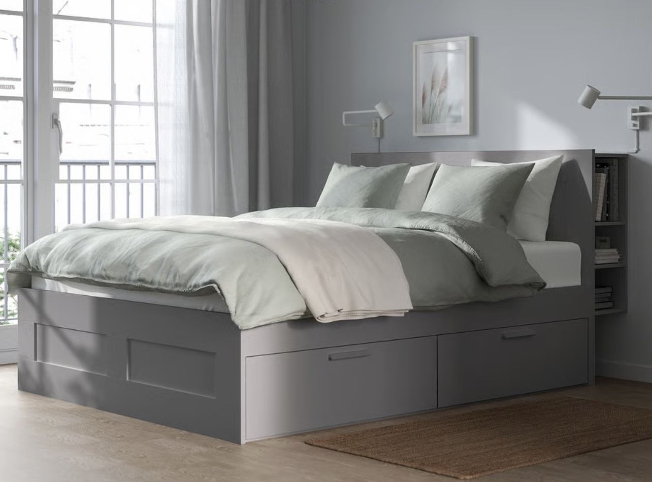 Queen IKEA Bed Frame Color Gray