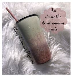 Rose gold glitter tumbler