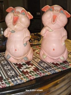 Rare Vintage 2 Ceramic Piggy Banks 1960s